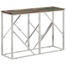 Table console argenté acier