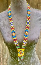 COLLIER AMERINDIEN  ou Massaï ancien VINTAGE PERLES TRESSEES MAIN