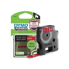 Dymo Ruban D1 Vinyle Etiquette HP  Blanc sur Rouge 12 mm x 3m