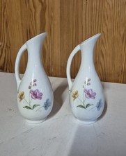 Lot 2 vases avec anses porcelaine chinoise blanche fleurie porcelaine Anciens 