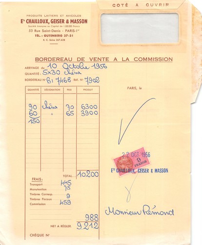 1956 produits laitiers - 1956, et