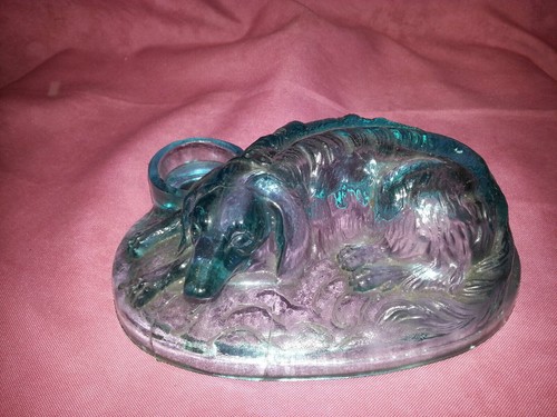 Bel encrier verre teinté - , bleu