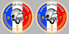 2 X SAPEURS POMPIERS BLASON ECUSSON AUTOCOLLANT STICKER 8cmX8cm - SA136