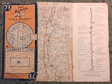 Carte MICHELIN n°73 CLERMONT Fd-LYON -  Dommages de guerre -WW2 damages  1945