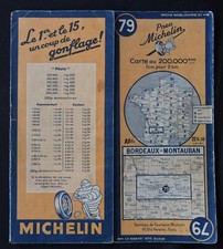 Carte MICHELIN 79 BORDEAUX MONTAUBAN 1947 Guide Bibendum pneu tyre map