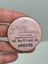 Ancien miroir de poche publicitaire Tailleur L. Delaunay Angers Rue Saint Laud