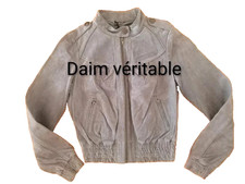 Blouson femme daim gris clair