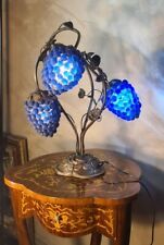 lampe de salon bronze venise verre murano bleu fruit , 47x34