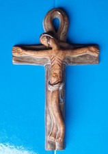 ALEXANDRE KOSTANDA VALLAURIS CRUCIFIX CHRIST EN CROIX CÉRAMIQUE ÉMAILLÉE 