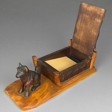 Distributeur de cigarettes en bois – Chien ancien vintage rétro décoratif