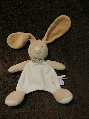 Doudou plat lapin - blanc, beige