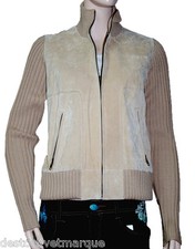 OAKWOOD Gilet cardigan lainage et peau OAKWOOD femme beige 