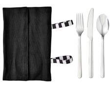 Couverts de voyage IKEA FINSKUREN, acier inoxydable noir NEUF