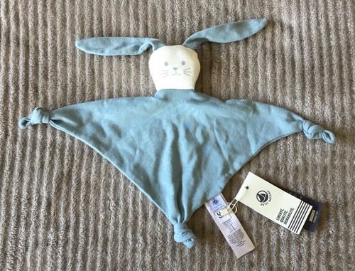 Doudou lapin blanc bleu - blanc,
