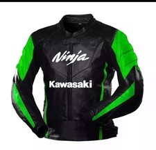 Veste en cuir de course de moto Kawasaki Ninja veste personnalisée en cuir d'...
