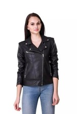 Veste en cuir noir pour femme