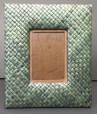 Cadre Photo Moderne Déco Végétale Feuilles de Pandanus Tressées Vertes 13 x 9 cm