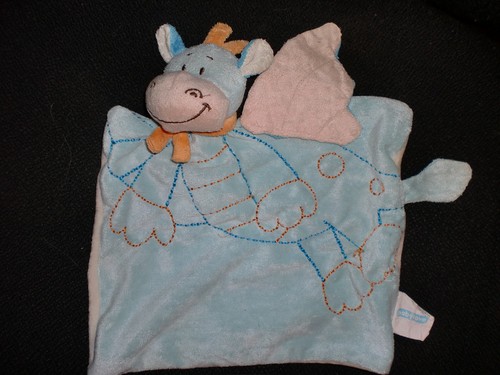 Doudou plat dragon bleu - plat,