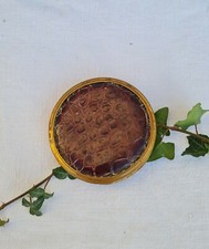 ANCIEN POUDRIER DESSUS CUIR ET