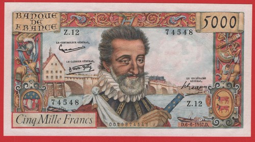 France 5000 francs henri iv - france,