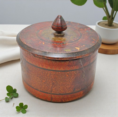 Boîte ronde bois ancienne - boîte, en