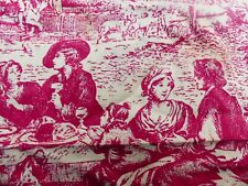 Coupon ancien Toile de Jouy French Fabric RARE décor de jeux de boules 74X102 ha