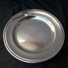 Plat rond métal argenté - plat, en