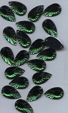 PC40*** 30 pierres à coudre à facettes acrylique POIRE 20X12MM -  VERT éméraude