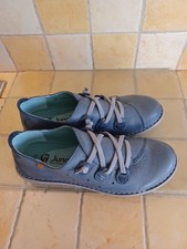 CHAUSSURES FEMME DERBY EN CUIR, MARQUE JUNGLA, COLORIS BLEU, POINTURE 39