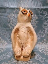 Art Brut, Sculpture en argile représentant une chouette signature à identifier