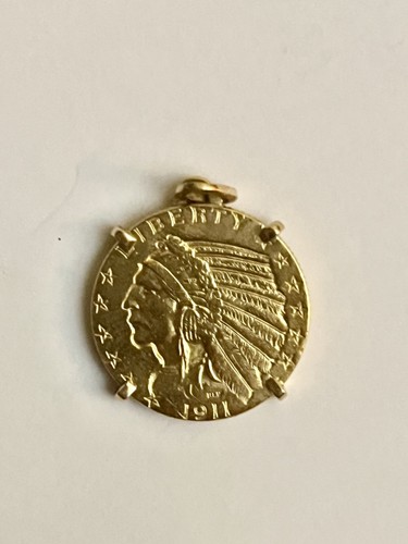 Pendentif pièce dollars - or,