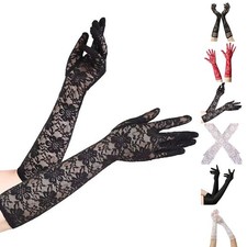 Gants femme ??l??gants manches longues en dentelle et maille glamour mode mari??