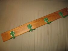 Vintage 80s 90s Ancien VESTIAIRE 4 PATERES en MÉTAL et BOIS Porte-Manteau Patère