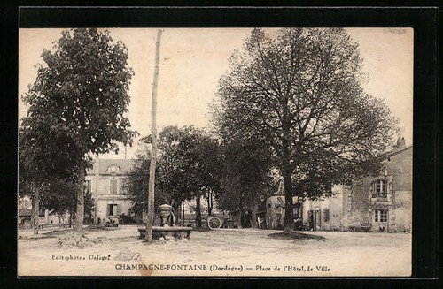 Cpa champagne fontaine place - cpa,