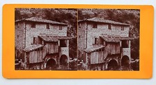 Moulin sur le bord du Loup Photo stéréo Amateur Papier citrate Vintage vers 1900