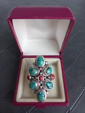 bague amérindienne bijou en argent et turquoise