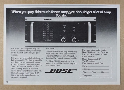 1978 bose 1800 - bose, power-amplifier