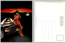 80s Pin Up Art Postcard Car