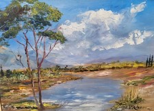 P. RIBERA . Paysage Lac