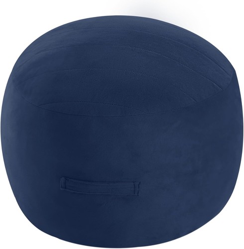Navy round stuffed pouf - stuffed,