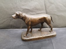 Figurine chien de chasse bronze époque fin XIXe signé Linotte socle 16 x 7 cms