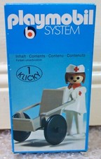 1976 Geobra Playmobil System 3362 Infirmière et fauteuil roulant Neuf Scéllé !