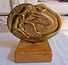 SCULPTURE ABSTRAITE MEDAILLON BRONZE DECOR THESEE MINOTAURE  CRETE