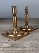 Rare Paire de bougeoir en bronze Haute époque Espagne Portugal base carrée   16e