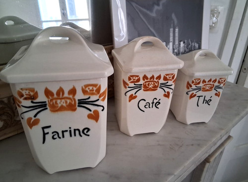 French ceramic canister set - french,
