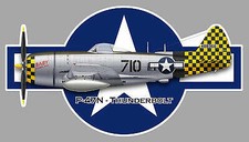 STICKER AVION CHASSEUR REPUBLIC THUNDERBOLT P-47N COCARDE US NAVY USA 10cm AV026