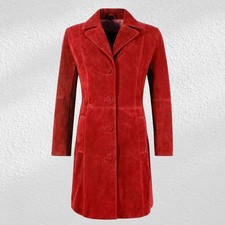 Manteau En Suède Rouge Avec