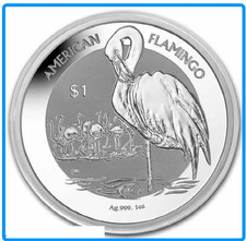 1 Dollar argent .999 - Elizabeth II , 2021,  American Flamingo, 1 oz, très rare
