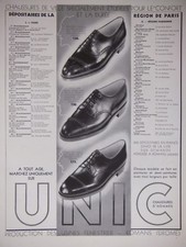  PUBLICITÉ DE PRESSE 1934 CHAUSSURES HOMMES UNIC 600 DÉPOSITAIRES - ADVERTISING