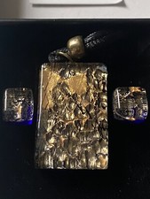 Parure Verre Murano bleu roi et or